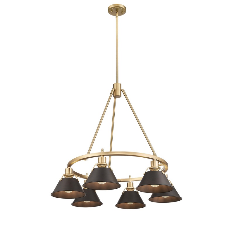 Six Light Chandelier from the Orwell Collection in Brushed Champagne Bronze Finish by Golden