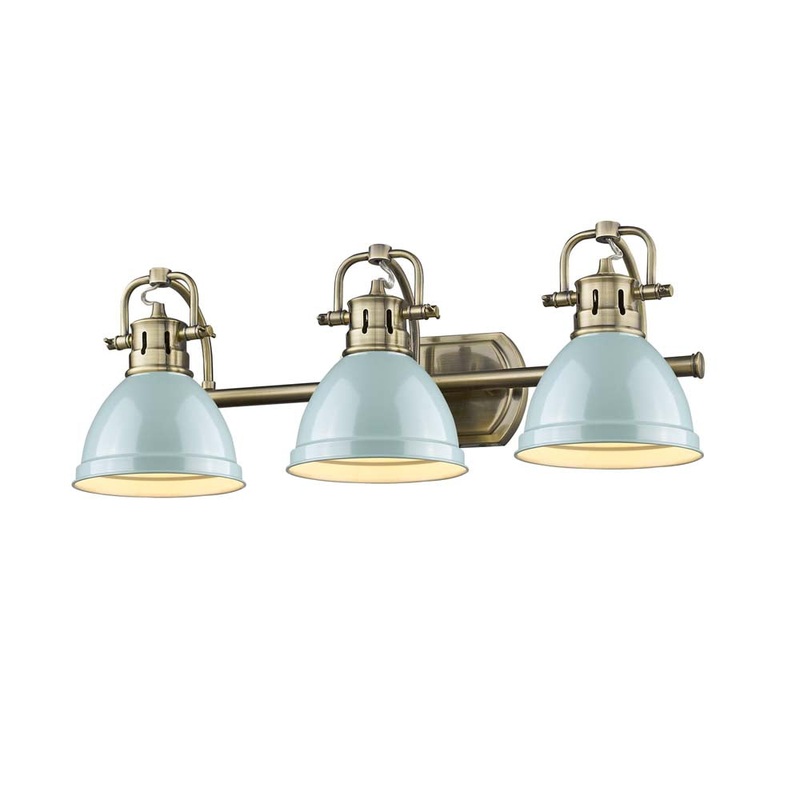 Three Light Vanity from the Duncan Collection in Aged Brass Finish by Golden