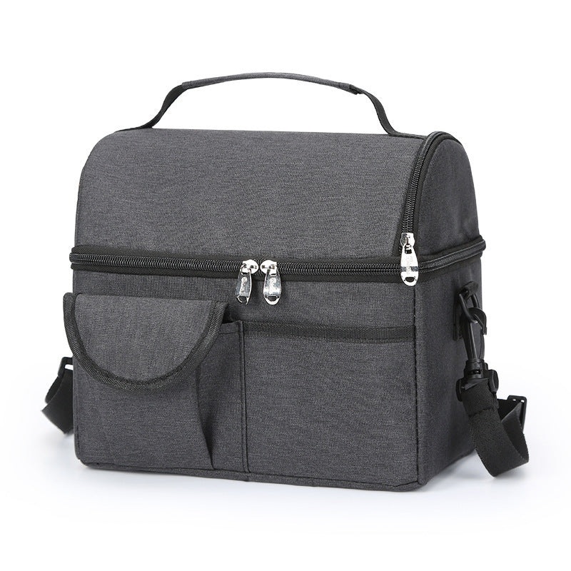 2 Pcs Black Premium Double Layer Insulated Lunch Bag – 8.4L Thermal Cooler Tote with Shoulder Strap