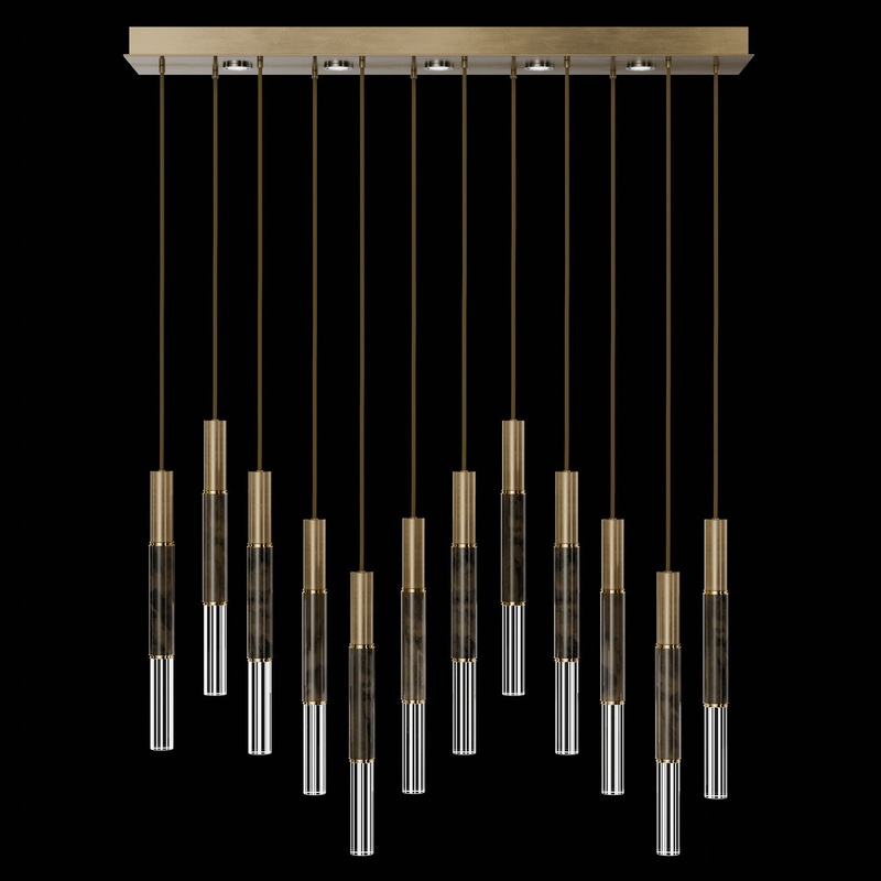 Antonia 61″W Rectangular Pendant Gold Leaf/Brass/Charcoal
