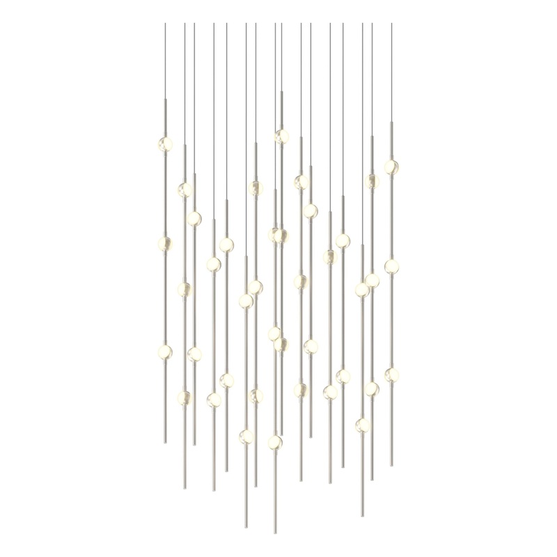 Aries 24″ Square LED Pendant Satin Nickel with White Optical Acrylic 3000K 20′ Adjustable Cord