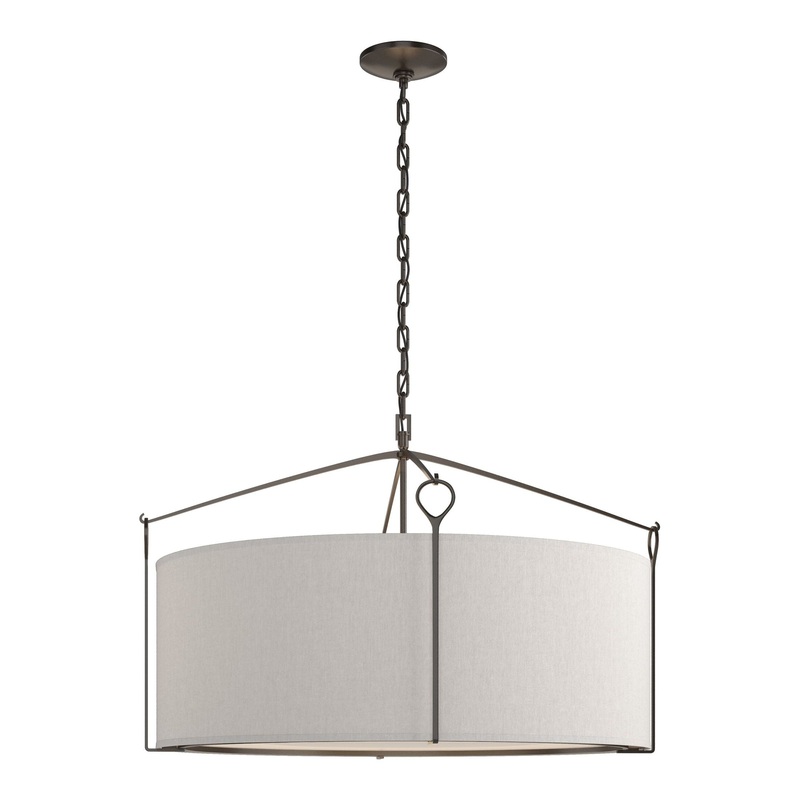 Bow Large Pendant Oil Rubbed Bronze Flax Shade (SE)