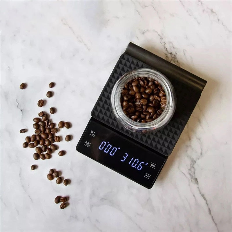 Digital Coffee Scale with Timer – 0.1g Precision, USB Rechargeable, Pour Over & Espresso