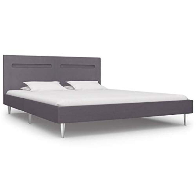 Festnight Struttura Letto Madrimoniale Moderno in Tessuto a Doghe Legno con LED,Struttura Letto a Doghe,Giroletto Matrimoniale con Luci LED in Tessuto 140×200 cm/160×200 cm/180×200 cm