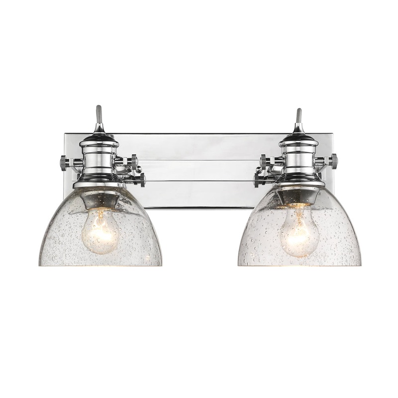 Hines 2-Light Bath Vanity in Chrome with Seeded Glass