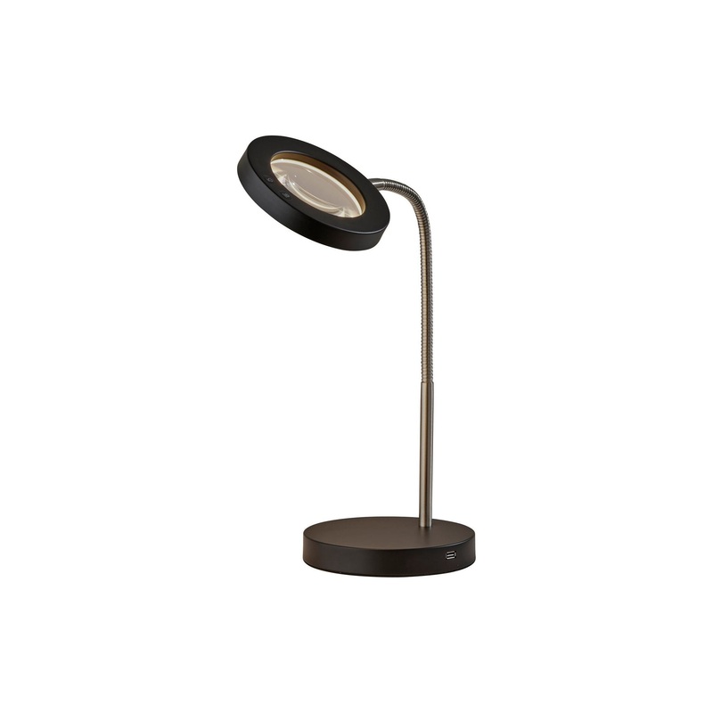Holmes LED Magnifier Desk Lamp with Smart Switch Brushed Steel & Black