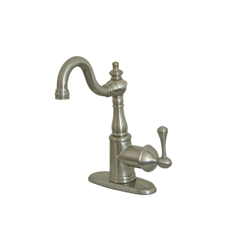 Kingston Brass KS7498BL English Vintage Bar Faucet with Deck Plate, Brushed Nickel