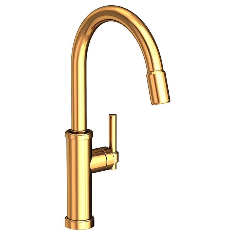 Kitchen Faucet Seager 1 Lever ADA Polished Gold PVD Pull Down Spout Height 10-4/5 Inch 1.8 Gallons per Minute