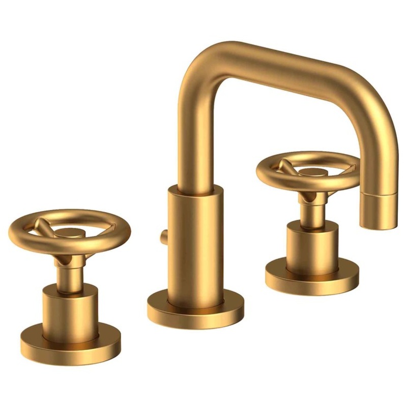 Lavatory Faucet Tyler Widespread 8 to 20 Inch Spread 2 Wheel Satin Bronze PVD 1.2 Gallons per Minute Brass Spout Height 3-9/16 Inch