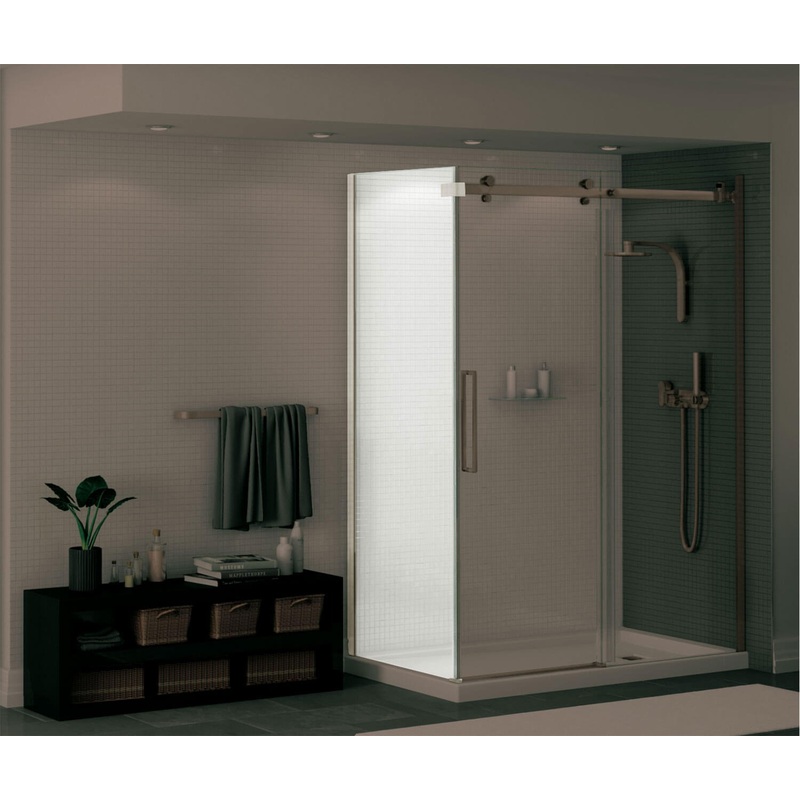 MAAX 139393-900-305-000 Halo Return Panel for 30 in. Base with Clear glass in Brushed Nickel