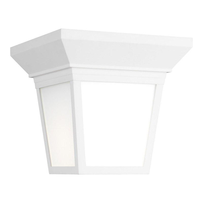 One Light Outdoor Flush Mount from the Lavon Collection in White Finish by Generation Lighting
