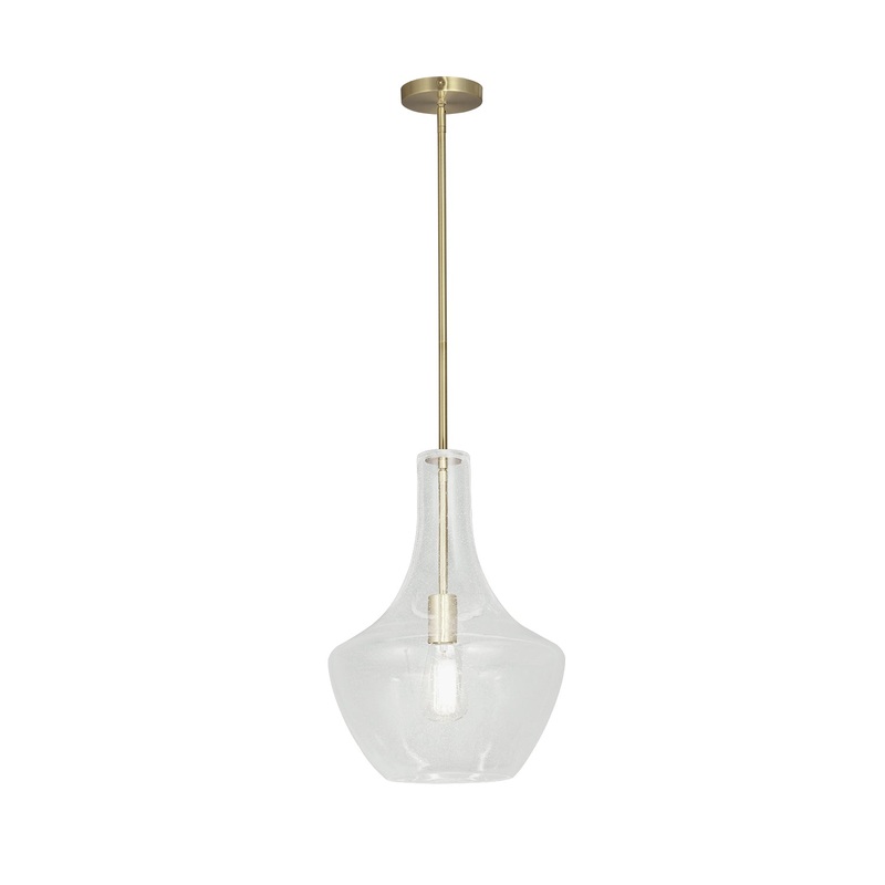 One Light Pendant from the Harlow Collection in Brushed Brass Finish by Justice Designs