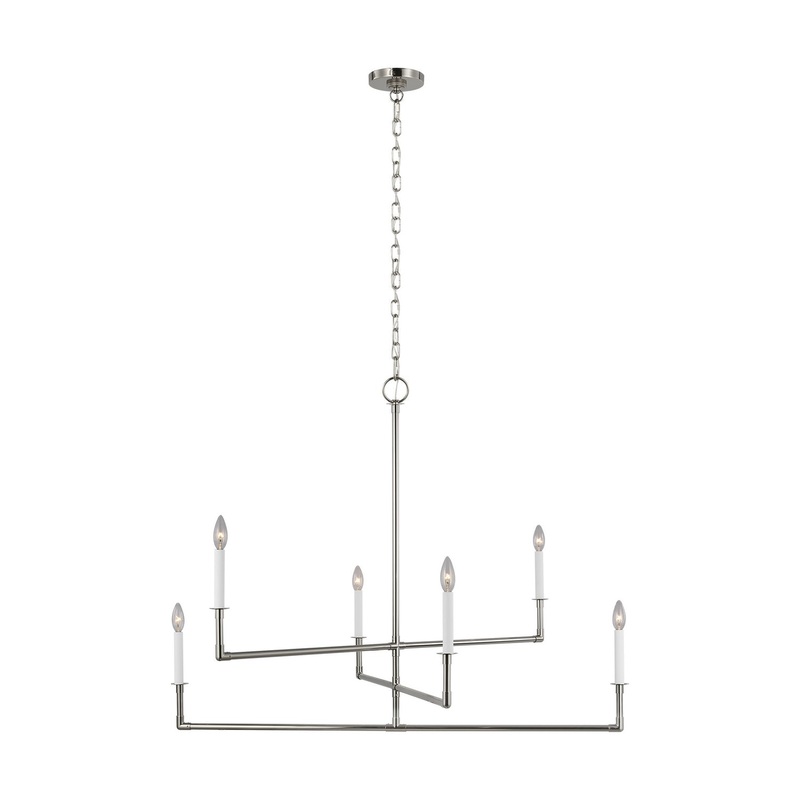 Six Light Chandelier from the Bayview Collection in Polished Nickel Finish by Visual Comfort Studio
