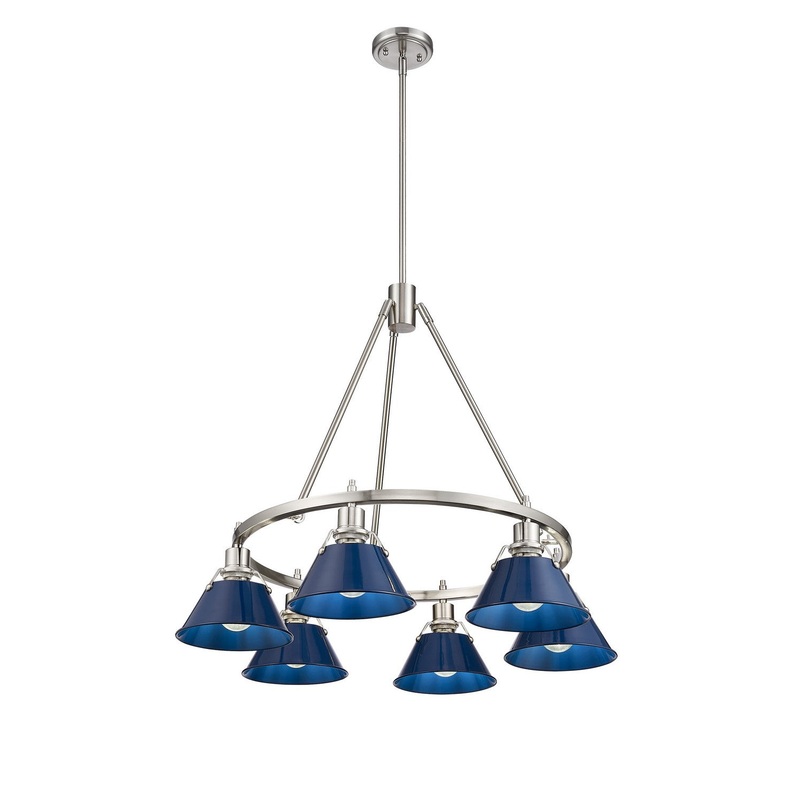 Six Light Chandelier from the Orwell Collection in Pewter Finish by Golden