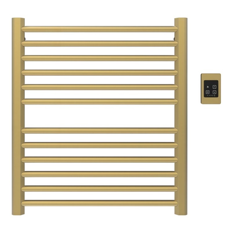 Towel Warmer Sirio 16 Bar Hardwire 751 BTU 21 x 42 Inch Satin Brass 304 Stainless Steel
