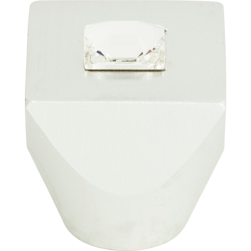 Atlas Homewares Crystal Square Knob 1 Inch Matte Chrome