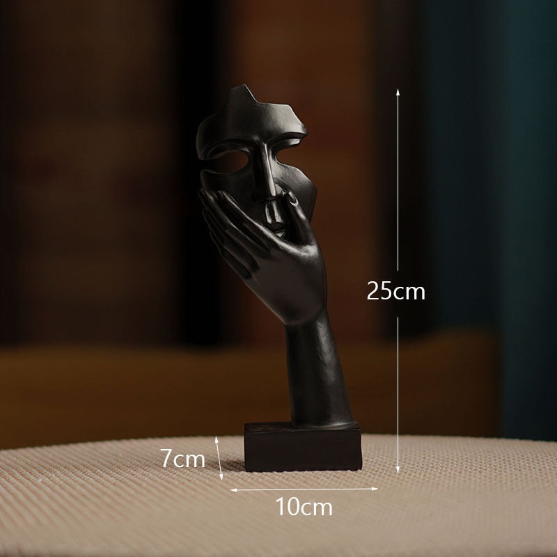 Black Style 2 Elegant Abstract Face Sculpture – Modern Resin Art Figurine, Hand & Mask Home Decor Accent