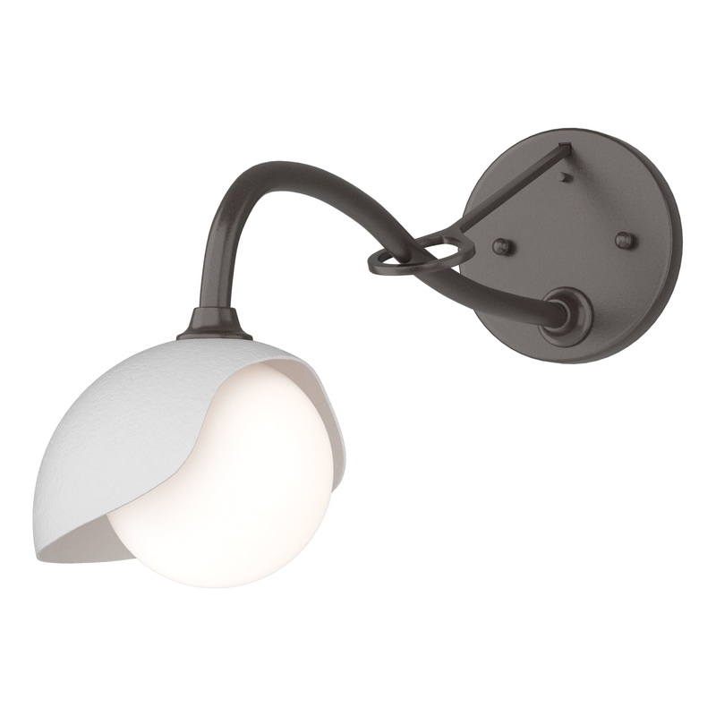 Brooklyn 1-Light Single Shade Long-Arm Sconce Oil Rubbed Bronze White