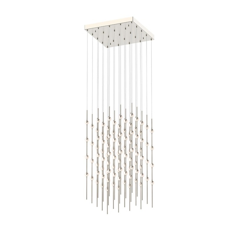 Constellation Cosmic Cube 20″ LED Pendant Satin Nickel with White Optical Acrylic 2700K 10′ Adjustable Cord