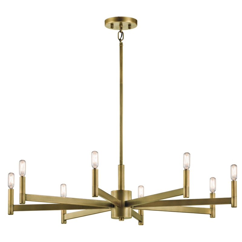 Kichler 43857NBR Eight Light Chandelier, Natural Brass