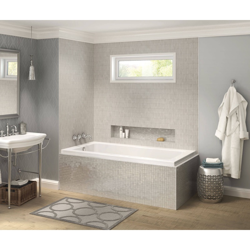 MAAX 106205-R-003-001 Pose 6632 IF Acrylic Corner Left Right-Hand Drain Whirlpool Bathtub in White