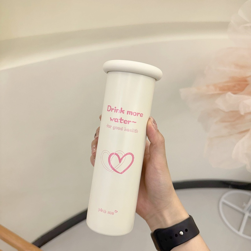 Mini Insulated Coffee Cup – 316 Stainless Steel, Portable & Stylish – Pink love (300ml+cup brush)