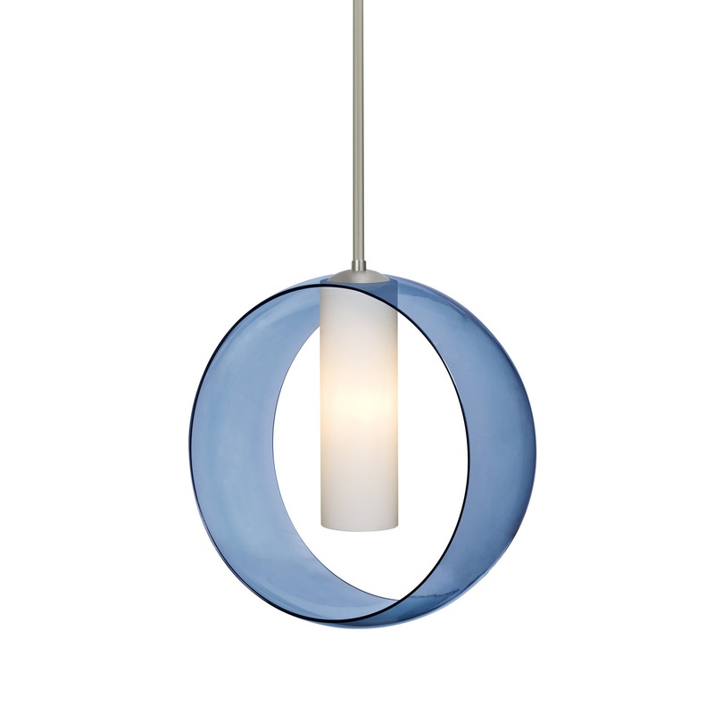 One Light Pendant from the Plato Collection in Satin Nickel Finish by Besa