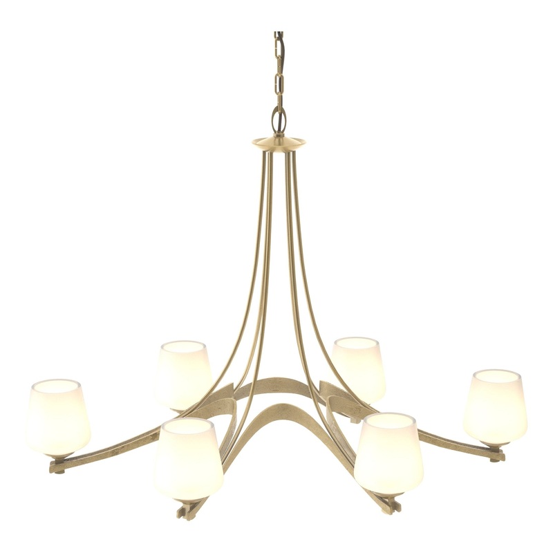 Oval Ribbon 6-Arm Chandelier Modern Brass