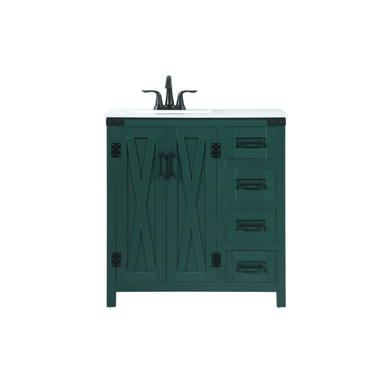 Single Bathroom Vanity from the Grant Collection in Green Finish by Elegant Lighting