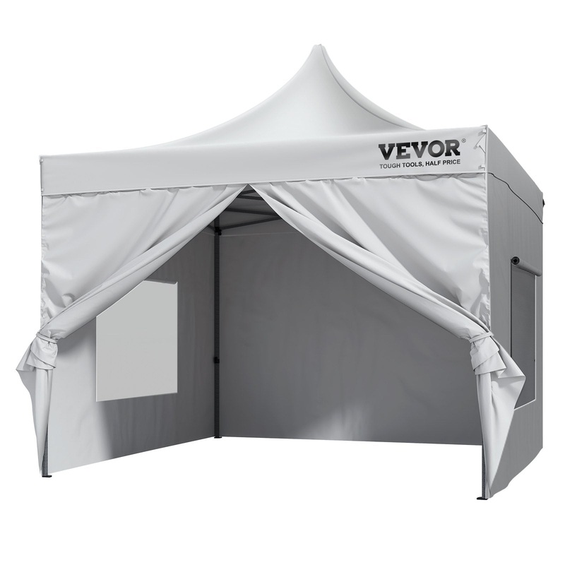 VEVOR Pop Up Canopy Tent Outdoor Gazebo Tent 10x10FT with Sidewalls & Bag White