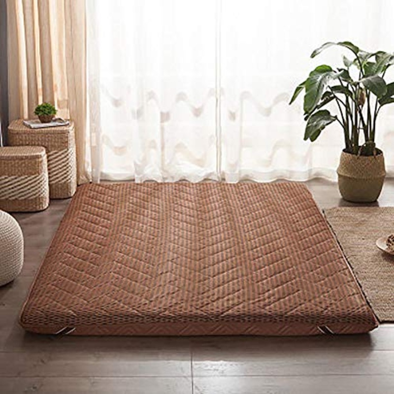 WSZGR Shikibuto Pieghevole Futon Giapponese Tradizionale Dormire Tappetino Pavimento Lettino per Adulti,Roll Up Materasso Marrone 120x200cm/47x79inch