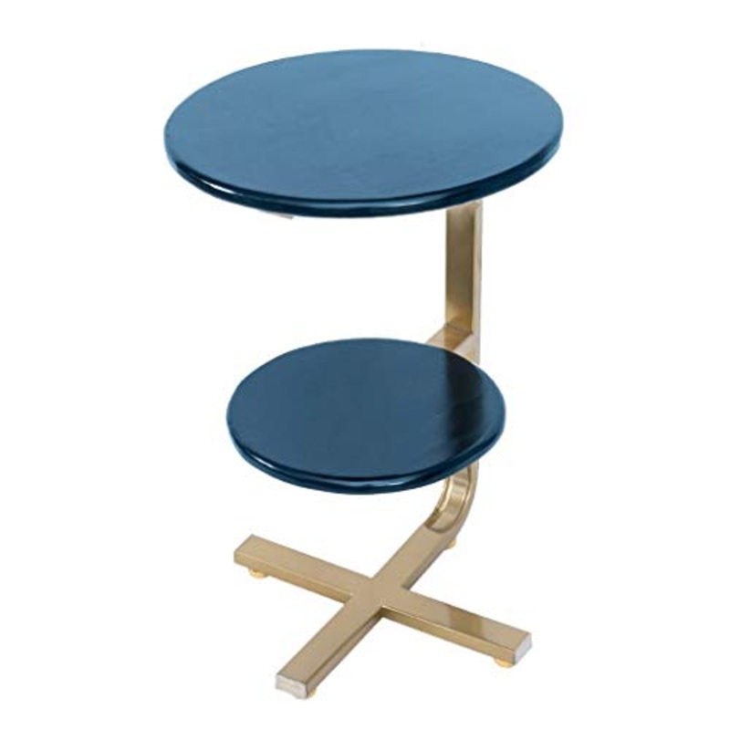 Yyqx Comodino Creativo Minimalista Tondo Lato Diversi mobili in Legno massello Angolo in Ferro battuto Divano Comodino Lettura Computer scrivania Comodini Letto
