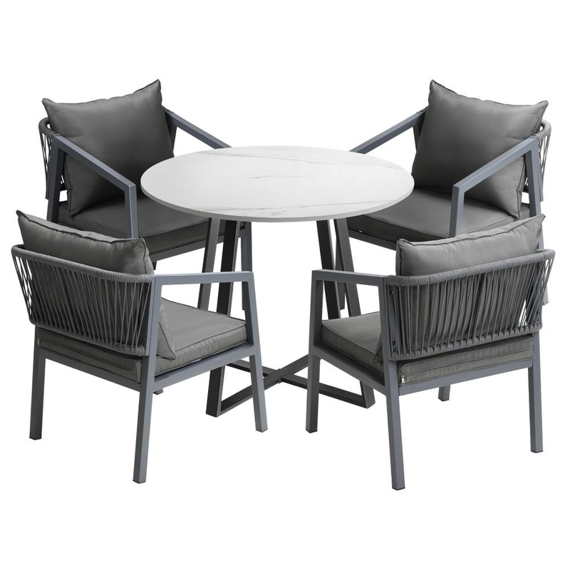5PCS Outdoor Dining Set Table&Lounge Chair