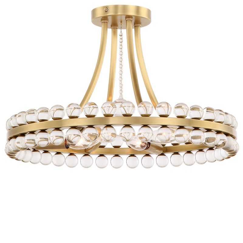 Crystorama CLO-8894-AG Clover Four Light Semi Flush Mount Aged Brass
