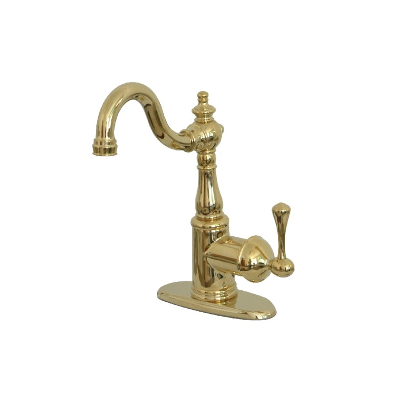 Kingston Brass KS7492BL English Vintage Bar Faucet with Deck Plate, Polished Brass