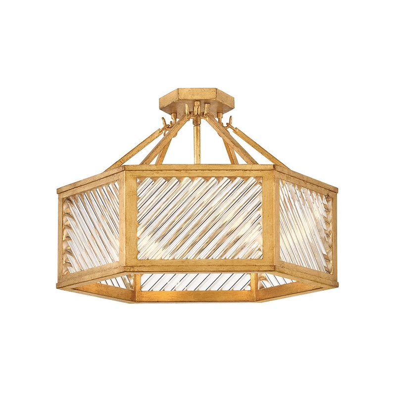LED Semi-Flush Mount from the Sura Collection in Distressed Brass Finish by Hinkley