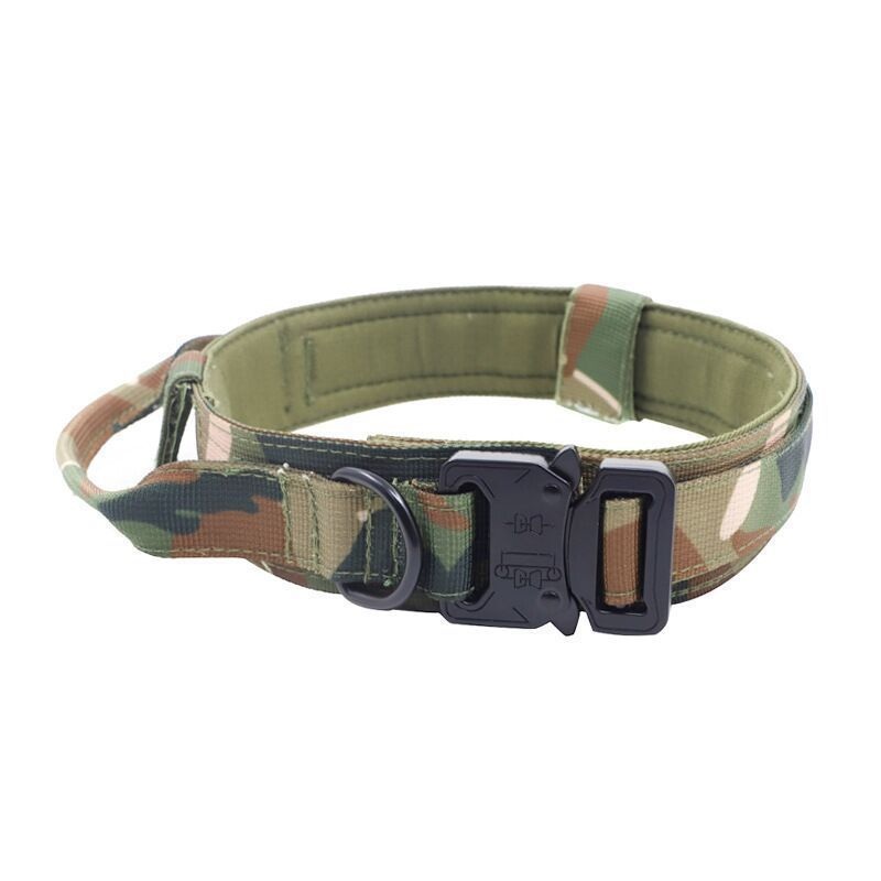 M Camouflage Tactical Dog Collar – Heavy Duty Nylon Pet Collar for Medium & Large Dogs, Adjustable (3.8cm Width)