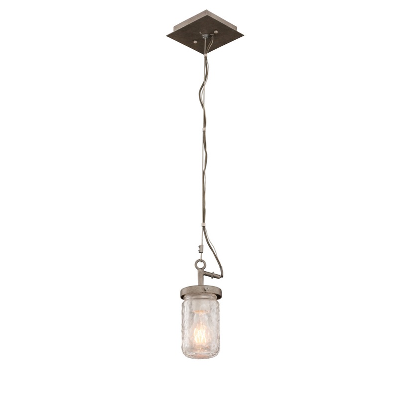 One Light Mini Pendant from the Highland Collection in Country Iron Finish by Kalco