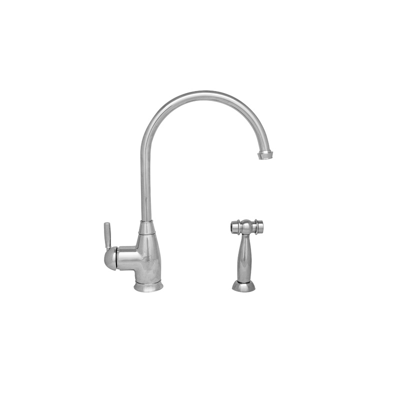 Queenhaus Single Lever Faucet with a Long Gooseneck Spout, Solid Single Lever Handle and Solid Brass Side Spray