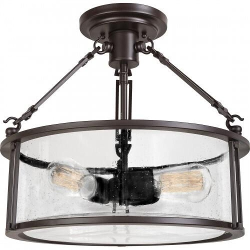 Quoizel BCN1716WT Buchanan Semi flush 3 light western bronze Semi-Flush Mount