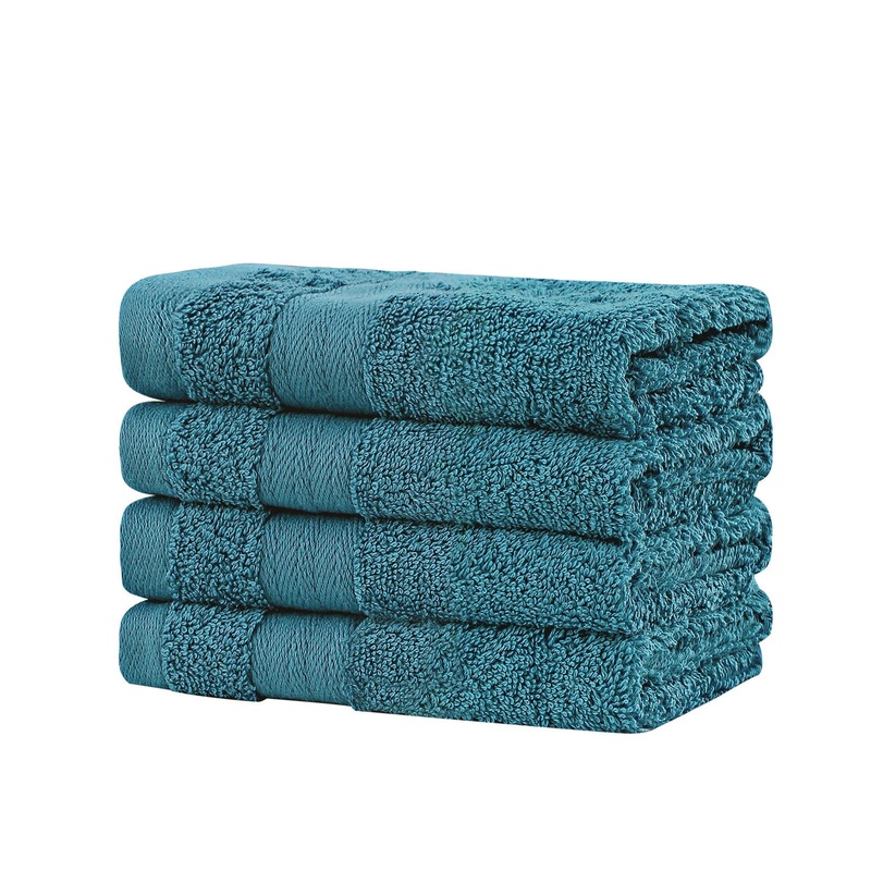 Samland Premium Cotton Washcloths 4-Pack Quick-Dry Face Towels Set-Blue