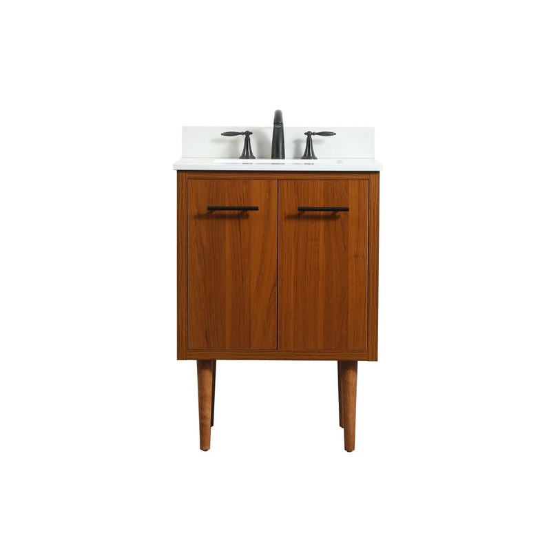 Single Bathroom Vanity from the Cyrus Collection in Teak Finish by Elegant Lighting