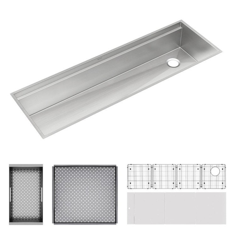 Sink Kit Circuit Chef 59-1/2 x 20-1/2 Inch 1 Bowl Stainless Steel/White Undermount