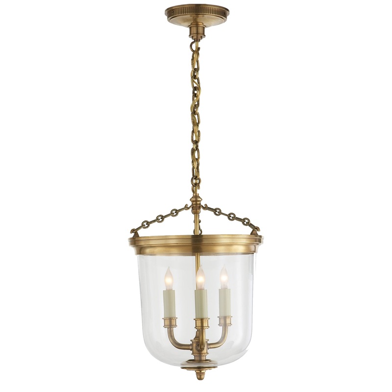 Three Light Lantern from the Merchant Collection in Hand-Rubbed Antique Brass Finish by Visual Comfort Signature