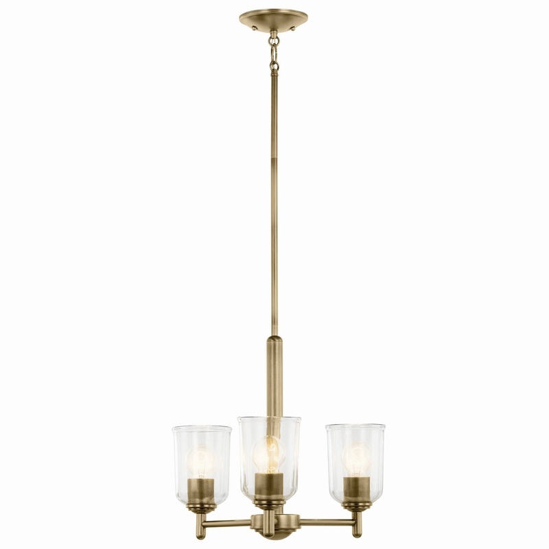 Three Light Mini Chandelier from the Shailene Collection in Natural Brass Finish by Kichler