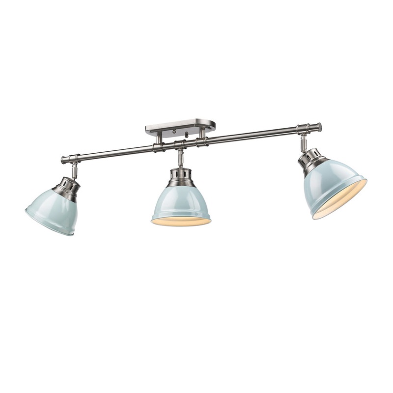 Three Light Semi-Flush Mount from the Duncan Collection in Pewter Finish by Golden
