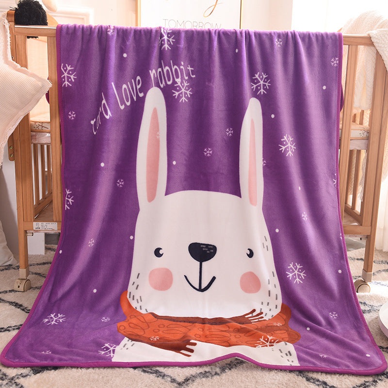 Ultra-Soft Kids Plush Fleece Blanket – Cozy Cartoon Animal Throw for All Seasons (Rabbit)