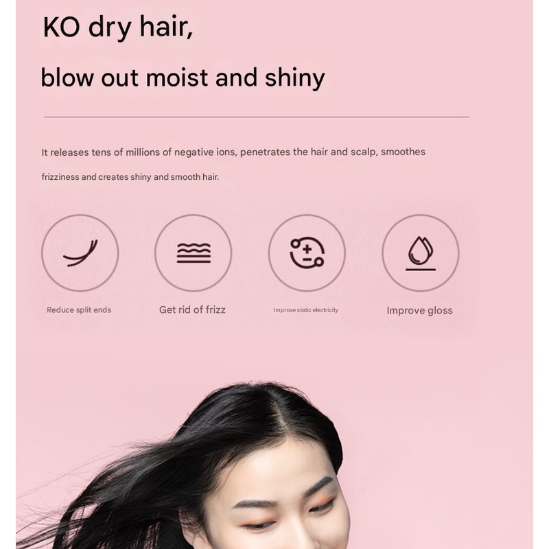 White Ultra-Lightweight Ionic Cordless Hair Dryer, USB Rechargeable Portable Blow Dryer with Cool Air for Travel & Home