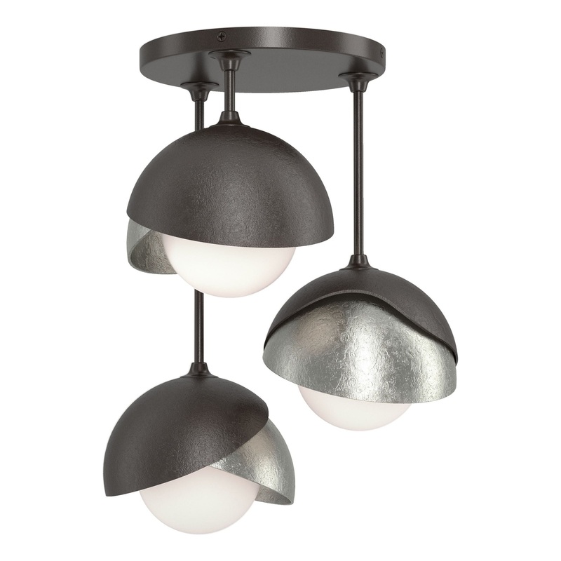 Brooklyn 3-Light Double Shade Semi-Flush Oil Rubbed Bronze Sterling
