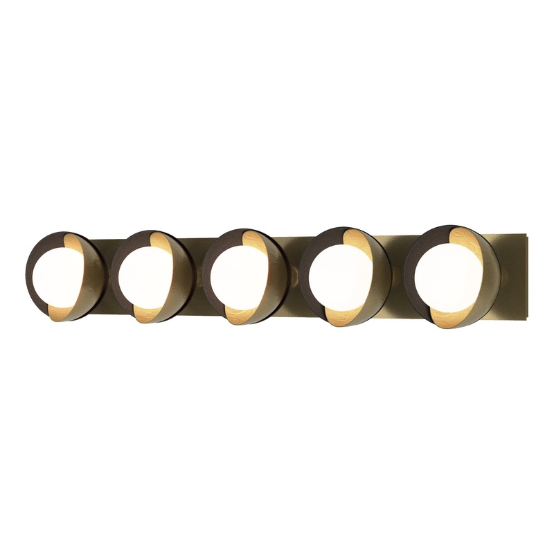 Brooklyn 5-Light Straight Double Shade Bath Sconce Modern Brass Black